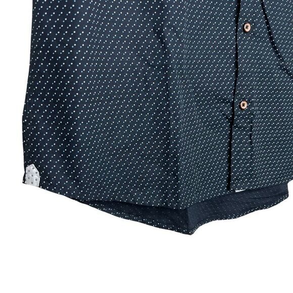 Level Ten Men’s Short Sleeve Button-Up Shirt Black with Dot Print Size XL - Picture 4 of 14